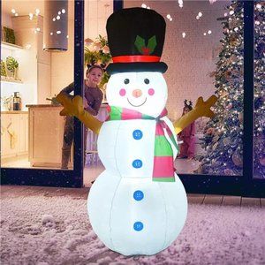 4 FT Snowman with Beaver Hat with Built-in Bright LED Lights Blow Up Inflatables